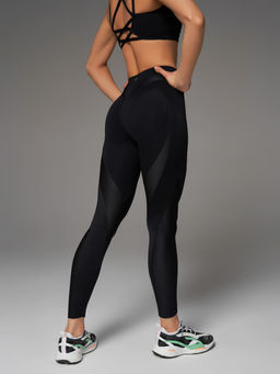 Леггинсы с имитацией бикини и широким фигурным поясом