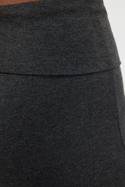 TRENDYOLMILLA Antrasit Melanj Flare/Ispanyol Paca Bel Detayl? Esnek Interlok Orme Pantolon TWOAW25PL00005 фото 10