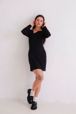 Платье чёрное с асимметричным вырезом - Martichelli фото 15