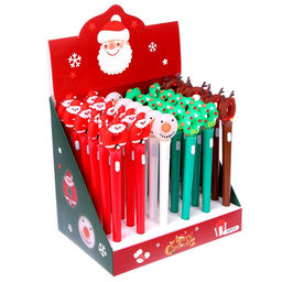 Цена за 36 шт. Ручка-прикол Новый год, световая, синий стержень, шариковая, МИКС