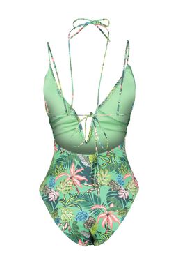 Tropikal Desenli Derin Dekolteli Biyeli Normal Paca Mayo TBESS23MA00127