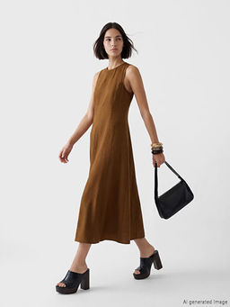 Bisiklet Yaka Peplum Elbise