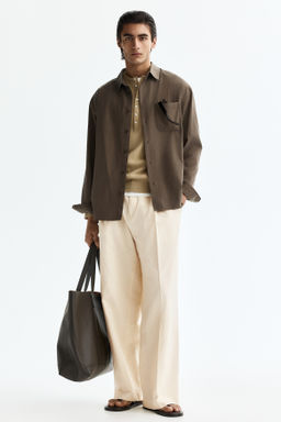 Pantal?n en mezcla de lino Loose Fit - H&m фото 5