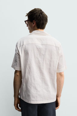 CAMISA RELAXED FIT JACQUARD RAYAS / crudo-blanco - Zara фото 3