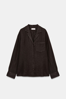 CAMISA LINO BOLSILLO ZW COLLECTION / Marr?n - Zara фото 6