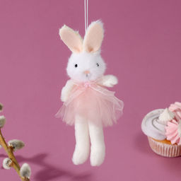 Мягкая игрушка на пасху «Зайка в платье» на подвесе, 16 см, МИКС