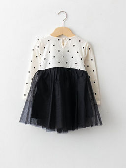 Bisiklet Yaka Uzun Kollu Bask?l? T?l Etekli K?z Bebek Elbise - Waikiki фото 2