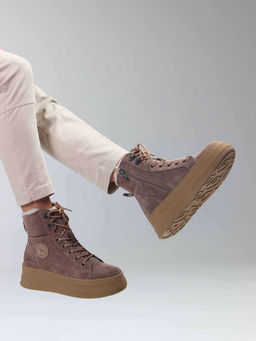 Ботинки 219.warmbr. капучино замша/Байка