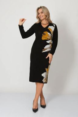 ЗЛАТА Платье В 2363/ черно-горчичный