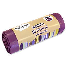 Мешки для мусора 100 л 10 шт 18 мкм/HD-LDPE/, Magic Home сиреневые арт. 28311