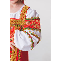 Русский народный костюм Любавушка, платье-сарафан, кокошник, р-р 30, рост 110-116 см, красный - Страна карнавалия фото 13