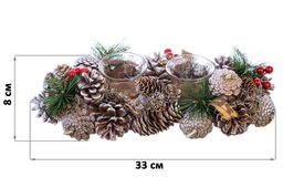 Новогоднее украшение подсвечник 33*15*8 см Зимняя вишня на 2 свечи, прямоугольный - Elan gallery фото 2