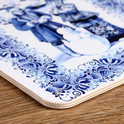 Цена за 2 шт. Доска разделочная новогодняя Дарим Красиво Гжель.Снеговик, 19.5?27.5?0.6 см, дерево