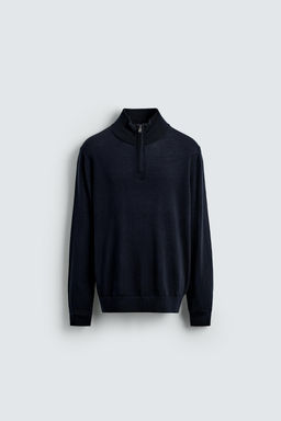 100% WOOL QUARTER-ZIP SWEATER