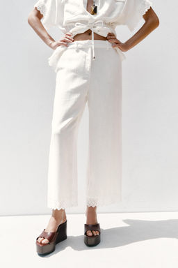 RAMIE TROUSERS WITH LACE TRIM