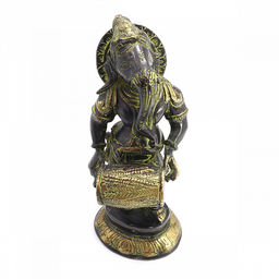Ганеш Music дарующий счастье и удачу Antic бронза h-21см L-9см 1,973кг - Сандаловый дом фото 2