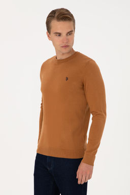 Erkek Slim Fit Bisiklet Yaka Camel Basic Kazak - U.s. polo assn фото 3