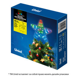 ULD-H2222-030/DTA MULTI STAR-1 Украшение светодиодное для ёлки Звезда-1, 22 см. 30 светодиодов. Разноцветный свет. Прозрачный провод. TM Uniel.