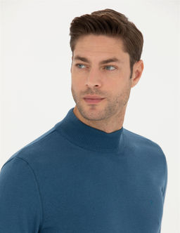 Kobalt Slim Fit Yar_m Bal_k__ Yaka Basic Triko Kazak - Pierre cardin фото 2