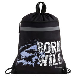 Сумка для обуви с карманом на молнии Berlingo "Born to be WILD" 46*36см (SB-EX-1249) светоотражающая лента