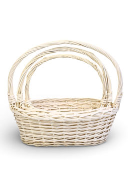 Корзина плетёная для хранения Tenda, с ручкой, белая, набор 3 шт.