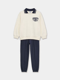 Polo Yaka Bask?l? Erkek ?ocuk Kal?n E?ofman Tak?m?