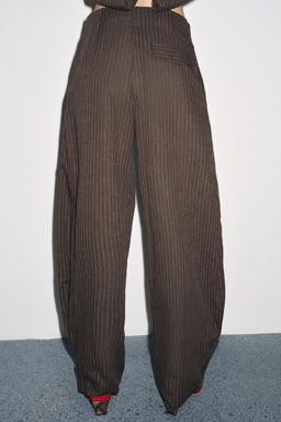 STRIPED LINEN BLEND BALLOON TROUSERS ZW COLLECTION - Zara фото 3