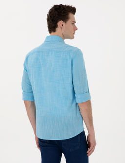Рубашка Pierre Cardin Keten Slim Fit аква длинный рукав