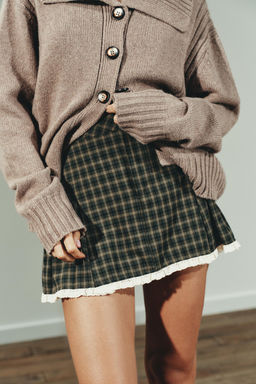 CHECK LACE MINI SKIRT - Zara фото 3