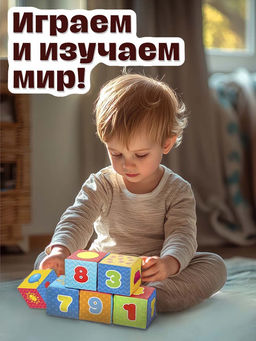 Игрушка мягконабивная, кубики «Обучающие», 8×8 см, 6 шт. цифры, предметы
