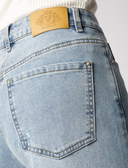 Джинсы-трубы Vilatte D54.260 деним голубые  фото 2