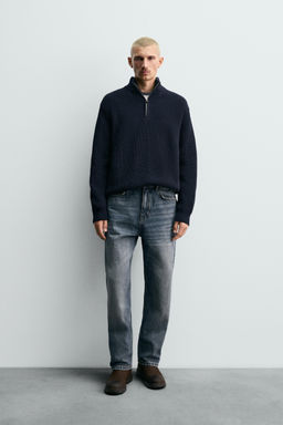 PURL KNIT QUARTER-ZIP SWEATER