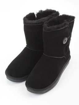 04-PAYH02-01Z BLACK Угги женские (натуральная замша, 100% шерсть, натуральный мех)