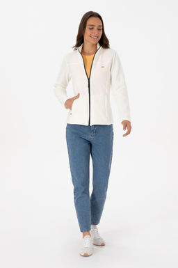 Kad_n Krem Fermuarl_ Dik Yaka Polar Sweatshirt - U.s. polo assn фото 4