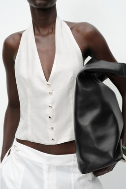 HALTER WAISTCOAT TOP LINEN BLEND - Zara фото 3