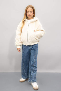 Двустороннее пальто с капюшоном для девочек - Defacto фото 5