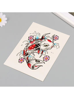 Цена за 2 шт. Переводная тату на тело цветная Карп, 26.1?14.6 см