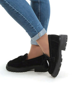 03-5929-1 BLACK Лоферы женские (натуральная замша) - No name фото 3