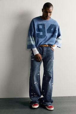 JEANS FLARE FIT COSTURAS / Azul - Zara фото 6