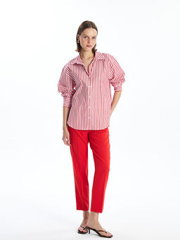 ?izgili Uzun Kollu Oversize Kad?n G?mlek