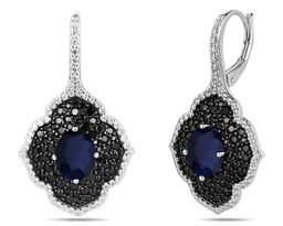 Серьги, сапфир корунд , шпинель нат., NKD-3181