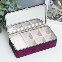 Шкатулка кожзам для украшений Мелкие квадратики. Фиолет 6х9,8х18,5 см - Simaland фото 2