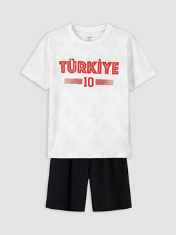 T?rkiye Bask?l? Erkek ?ocuk ?ortlu Pijama Tak?m?