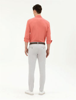 A__k Gri Slim Fit Kanvas Pantolon