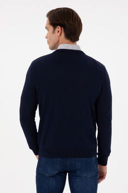 Erkek Slim Fit V Yaka Lacivert Basic Kazak - U.s. polo assn фото 5