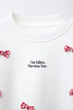 SWEATSHIRT WITH SLOGAN AND BOWS - Zara фото 3