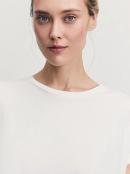 Футболка со спущенным плечом из хлопка / Zarina  фото 6