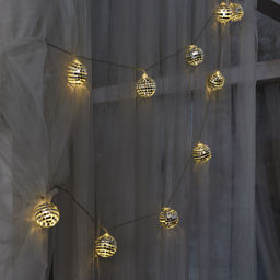 ULD-S1800-010/STB/3AA WARM WHITE IP20 DISCOBALLS Гирлянда светодиодная Диско, на батарейках 3AA (не в/к), 1,8м. 10 светодиодов. Теплый белый свет. Провод прозрачный. TM Uniel