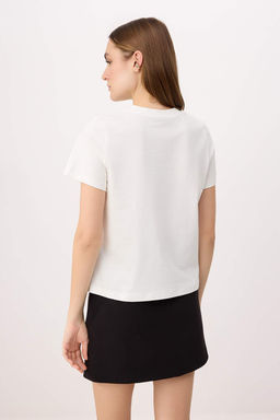Sar? Regular/Normal Kal?p K?sa Kollu Nak?sl? Tok %100 Pamuk Orme T-shirt TWOSS26TS00232 - Trendyolmilla фото 8
