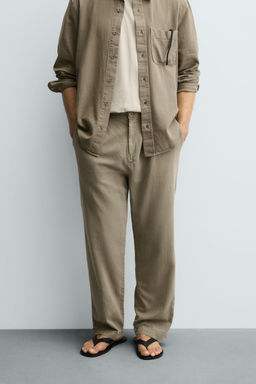 LOOSE-FITTING COTTON/LINEN TROUSERS - Zara фото 2